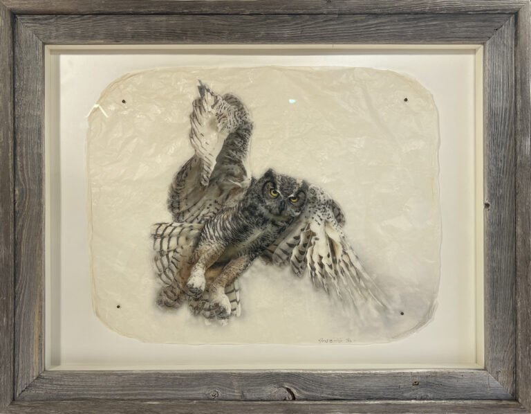 Great Horned Owl coming in for a landing in Deja’ Vu by Jason L. Bishop